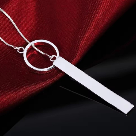 Circle Minimalist Silver Necklace - Picture 6 of 6